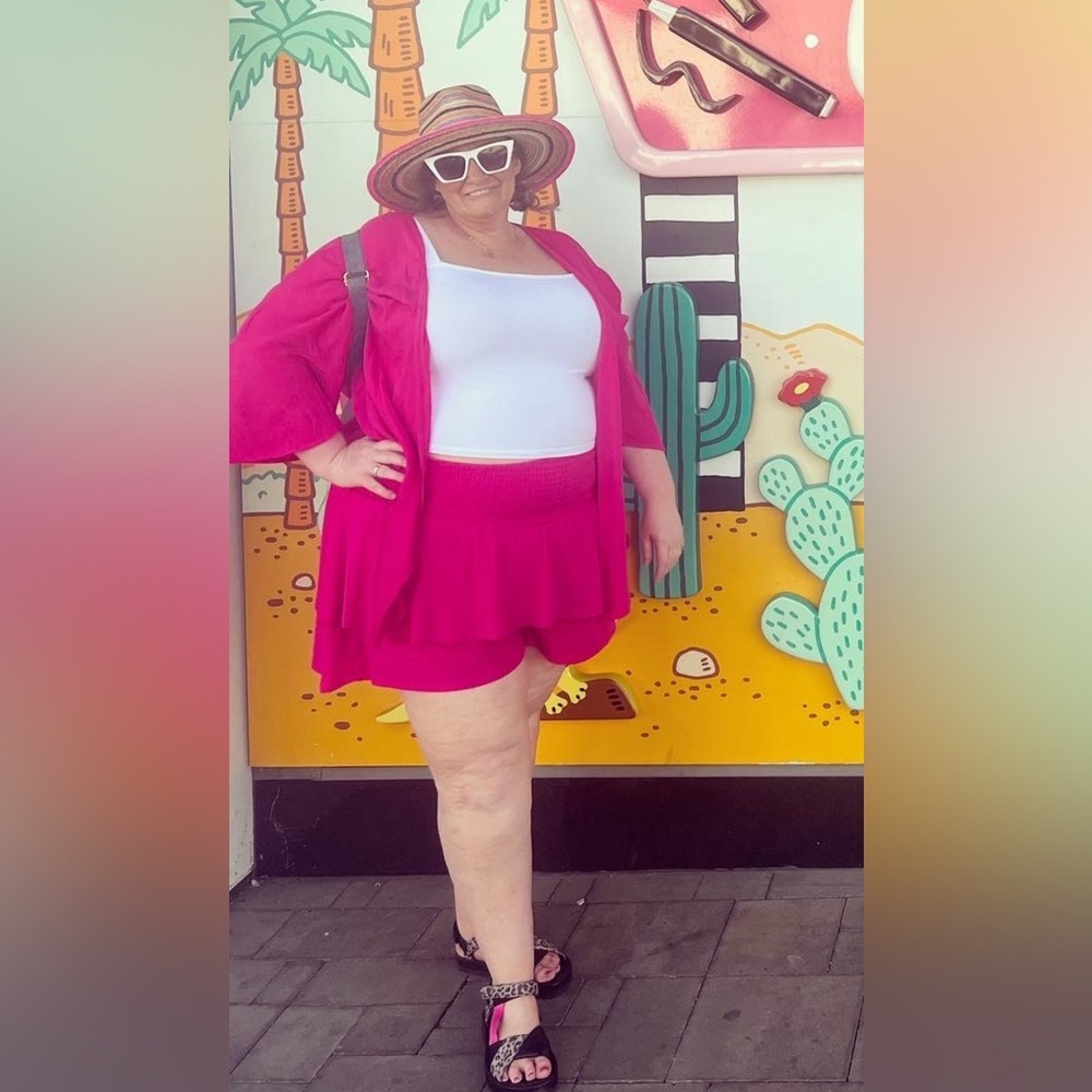 Torrid 2x Vibrant Pink Kimono and Shorts Set